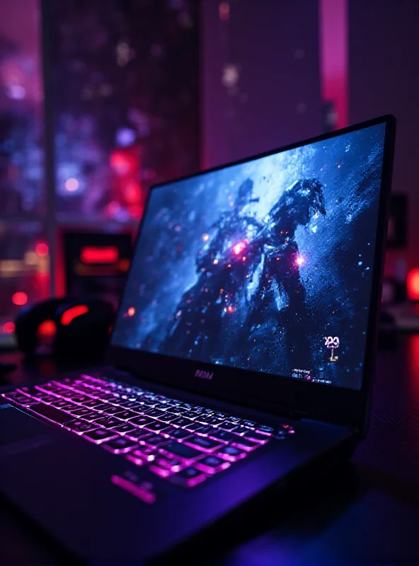 A sleek MSI Sword 16 HX gaming laptop with the screen displaying a high-resolution game.