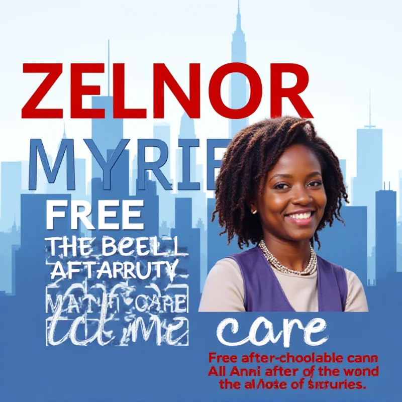 A campaign poster for Zellnor Myrie featuring his name and the slogan Free After-School Care for All.