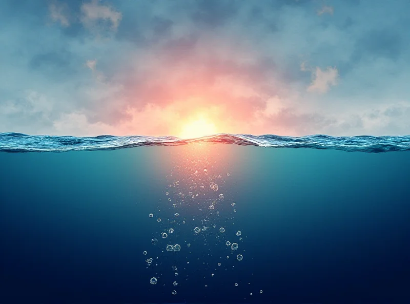 Illustration of ocean warming with rising temperatures and CO2 emissions.