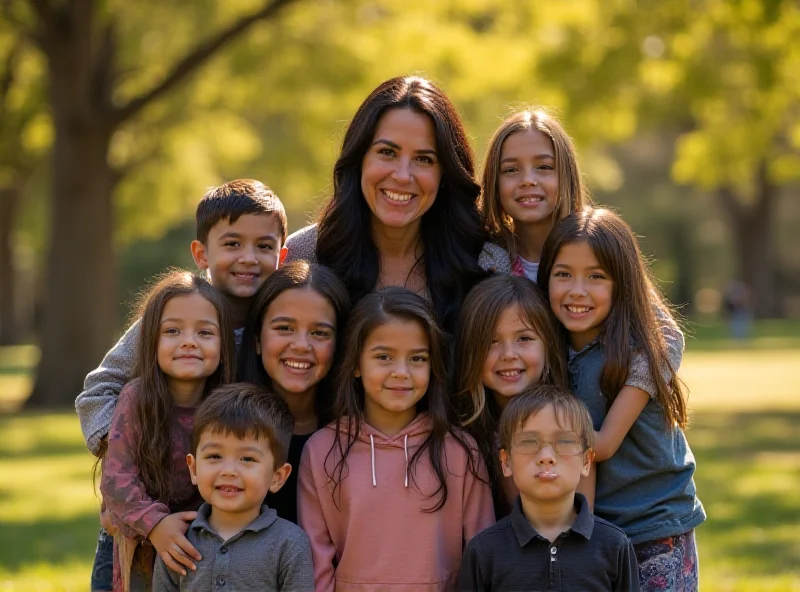 Natalie Suleman and her children posing for a family portrait.