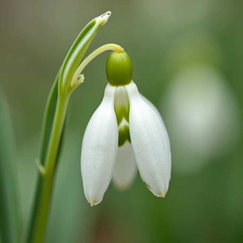 A close-up photograph of a rare snowdrop variety being sold at auction