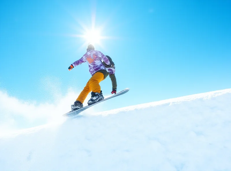 Snowboarder in action on a snowy mountain.