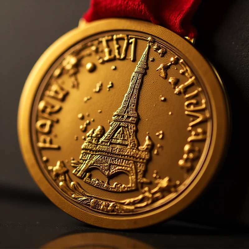 Close-up of a Paris 2024 Olympic medal