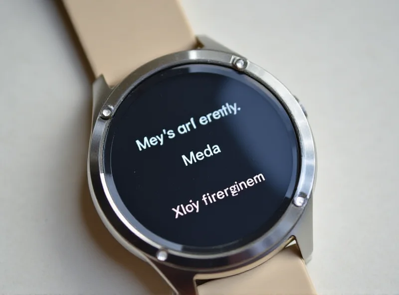 Close-up of a OnePlus Watch 3 screen displaying the 'Meda' typo, with a letter from OnePlus next to it.