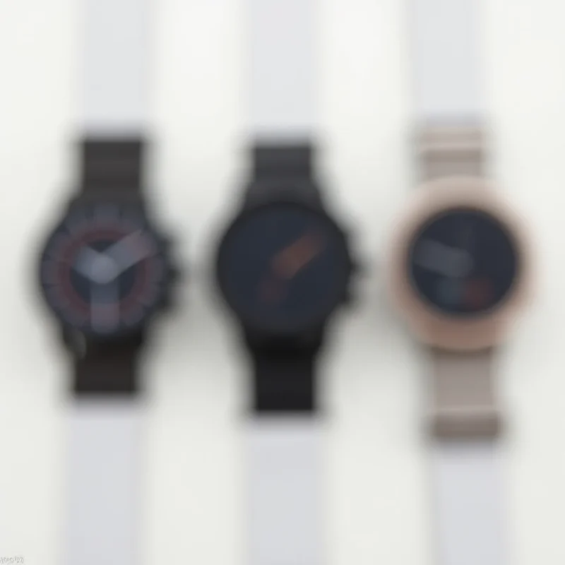 A side-by-side comparison of the OnePlus Watch 3, Samsung Galaxy Watch, and Google Pixel Watch, showcasing their designs and sizes. The OnePlus Watch 3 stands out with its sleek and modern appearance.