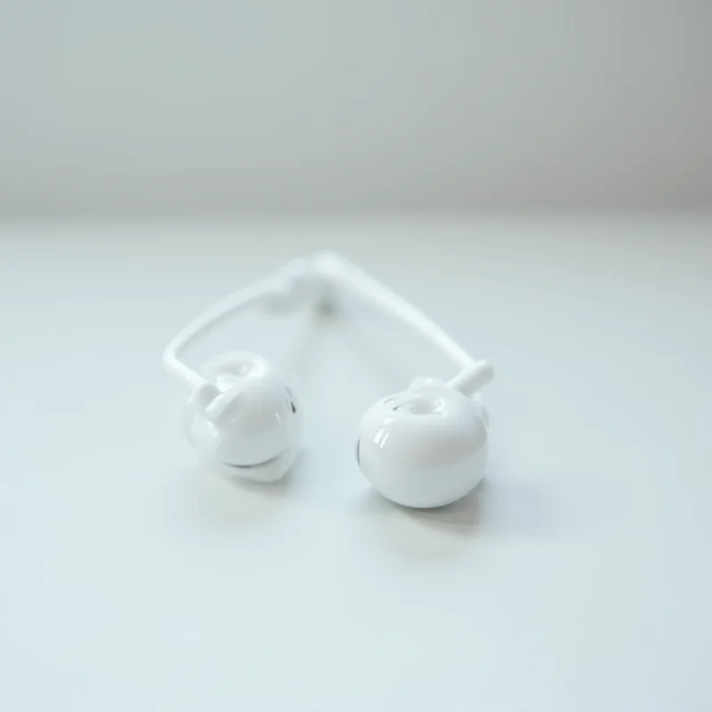 A close-up shot of wireless earbuds being cleaned with a microfiber cloth and cotton swab.