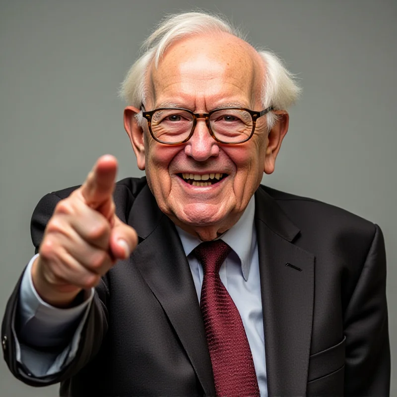 Warren Buffett smiling and pointing.