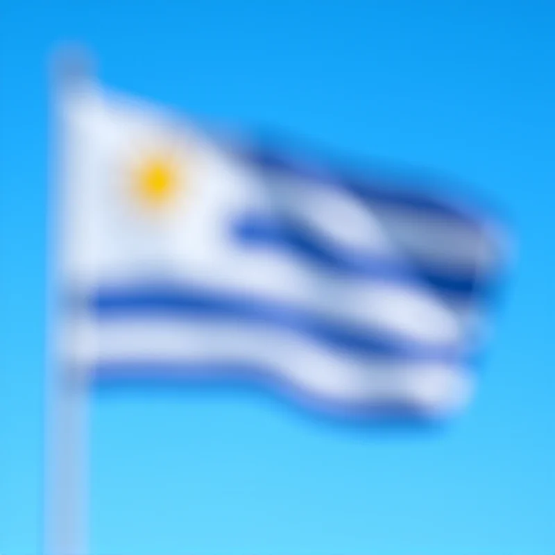 The Uruguayan flag waving proudly.