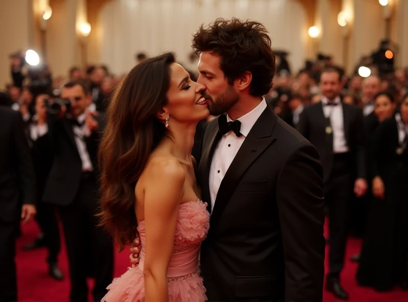 Halle Berry kissing Adrien Brody on the Oscars red carpet, recreating their 2003 moment