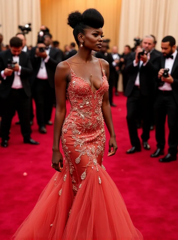 Cynthia Erivo posing on the red carpet at the 2025 Oscars, showcasing her gravity-defying dress.