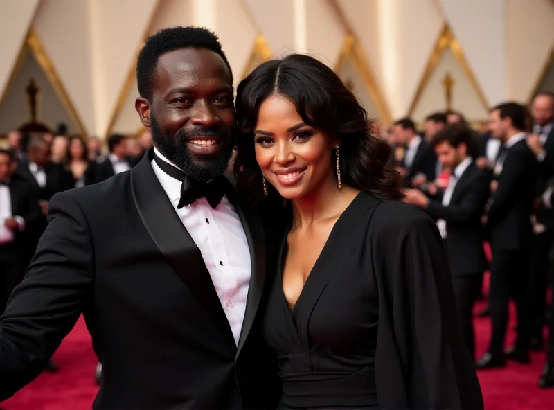 Colman Domingo and his husband Raúl Domingo posing on the red carpet at the Oscars.