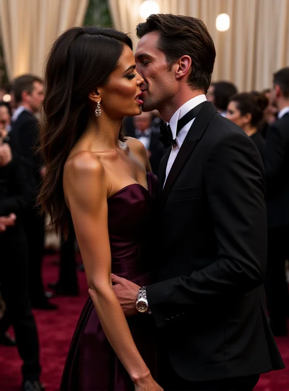 Halle Berry kissing Adrien Brody on the red carpet at the 2025 Oscars.