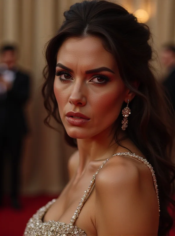 Close-up of Demi Moore on the red carpet, looking disappointed, with a concerned expression on her face.