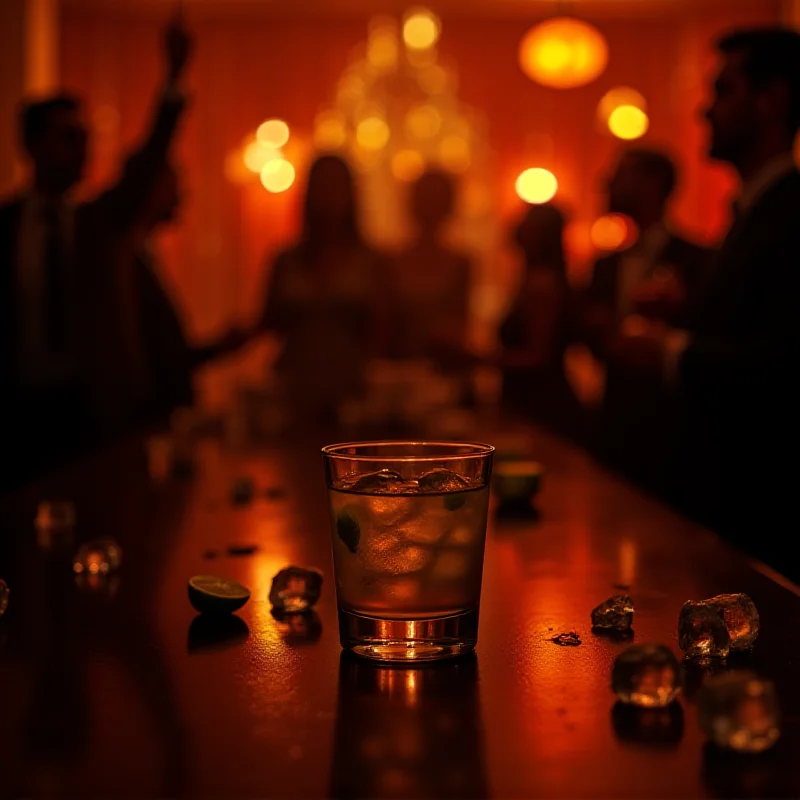 A glass of tequila on a bar during the Oscars