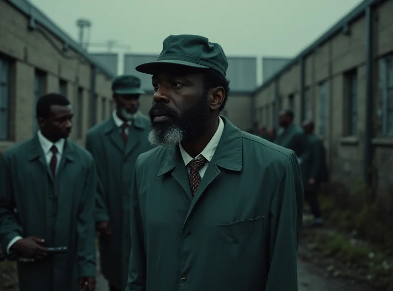 Colman Domingo in a scene from Sing Sing, wearing prison garb.