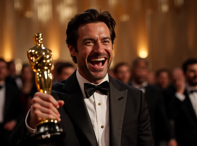 Adrien Brody holding an Oscar