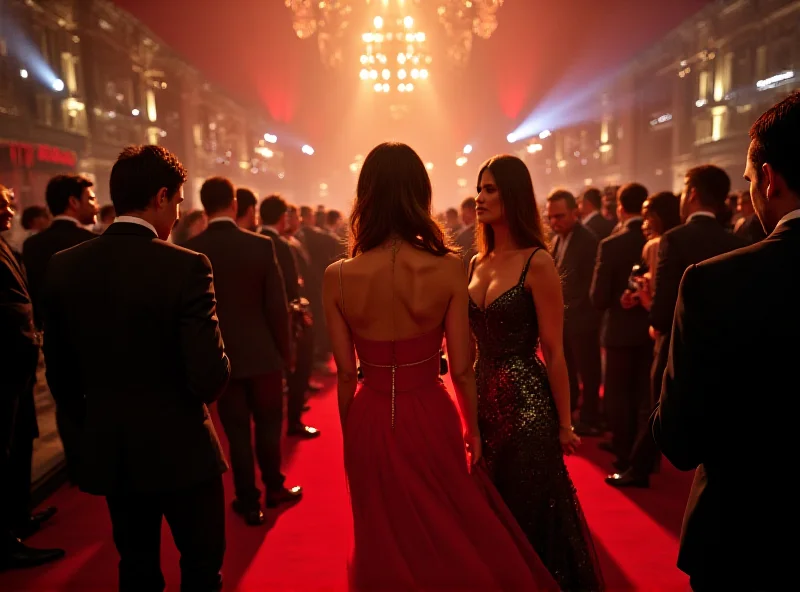 A red carpet scene at the Vanity Fair Oscars afterparty, with celebrities posing for photographers.