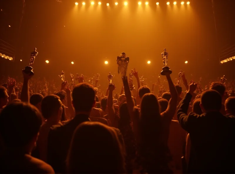 Image of the Oscars ceremony with the winners on stage