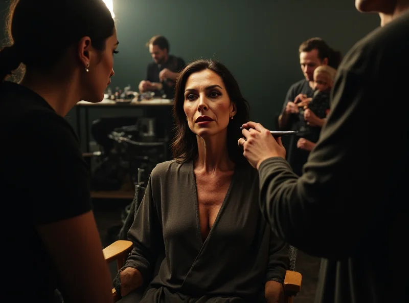 Demi Moore with elaborate makeup on set of 'The Substance'