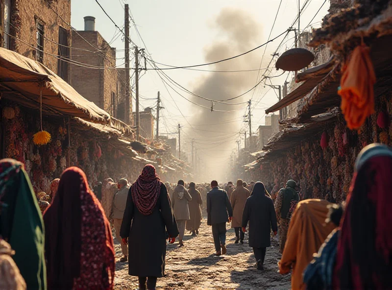 Scene of an explosion in a bustling Pakistani market