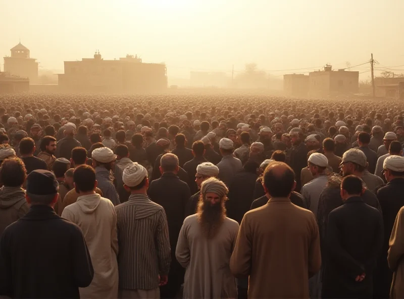 Mourning crowd gathered at a funeral in Pakistan