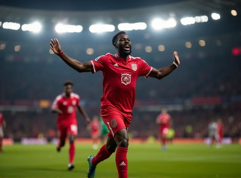 Ismaïla Sarr celebrating a goal for Crystal Palace against Aston Villa.