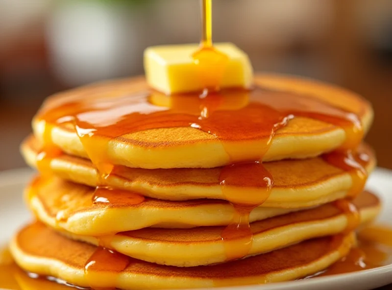 Stack of buttermilk pancakes with syrup