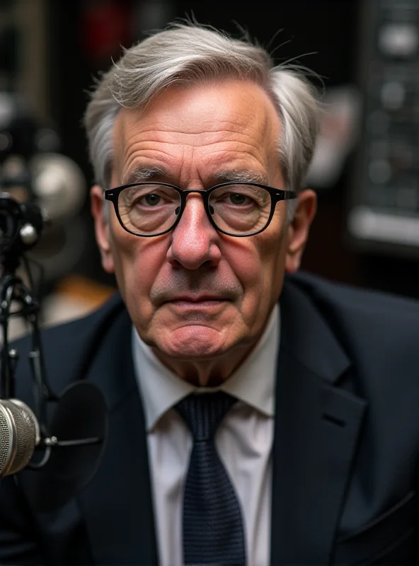 Jean-Michel Aphatie in a radio studio, looking serious and thoughtful.