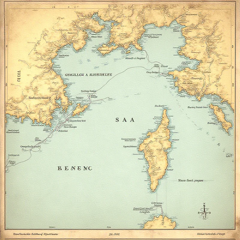 Map of Elba island and the route Napoleon took to escape.