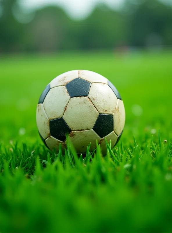 A close-up of a soccer ball on a grass field