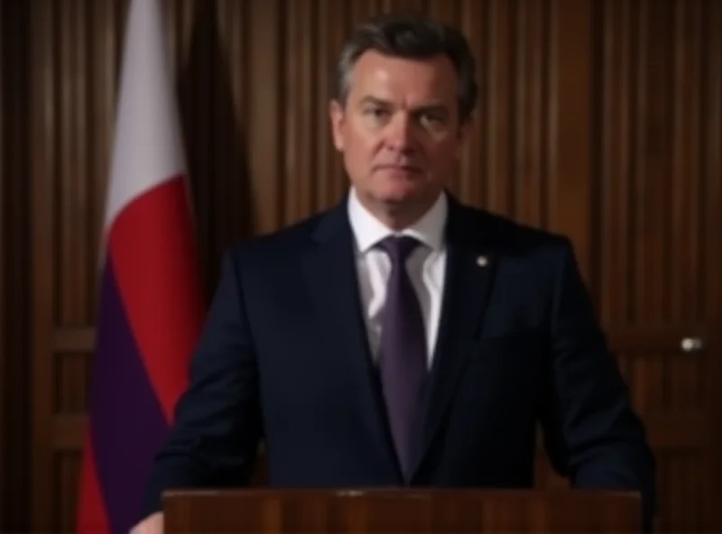 President Peter Pellegrini giving a speech at a podium with the Slovak flag in the background.