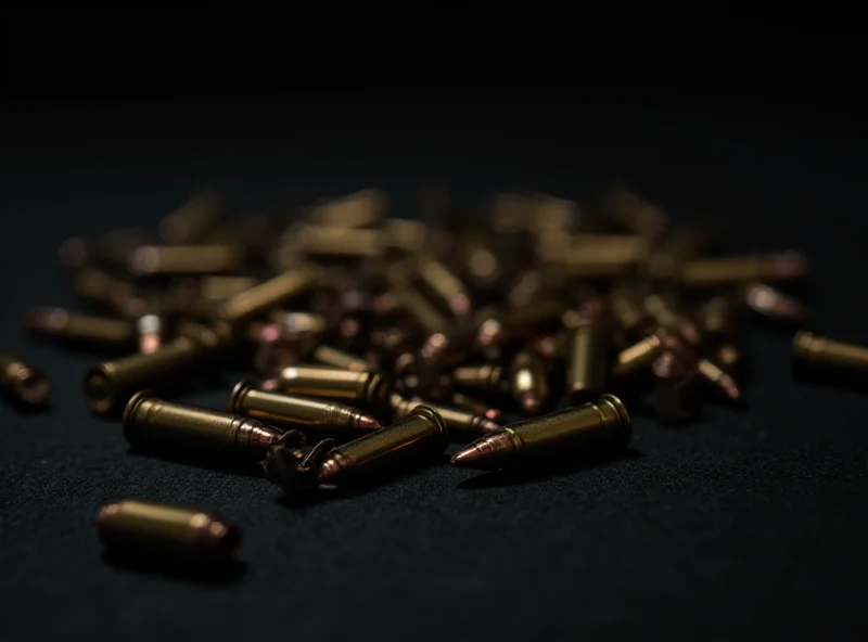 A pile of bullets on a dark surface