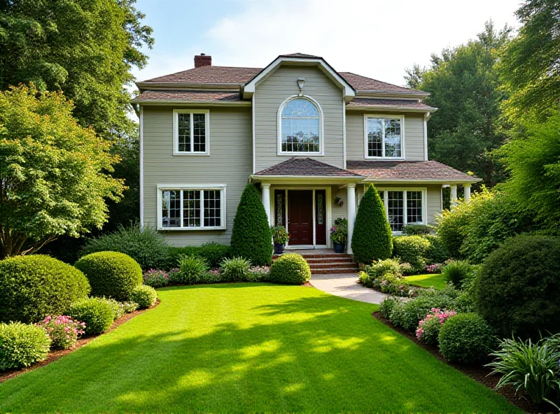 A beautiful family home with a well-manicured lawn and garden.