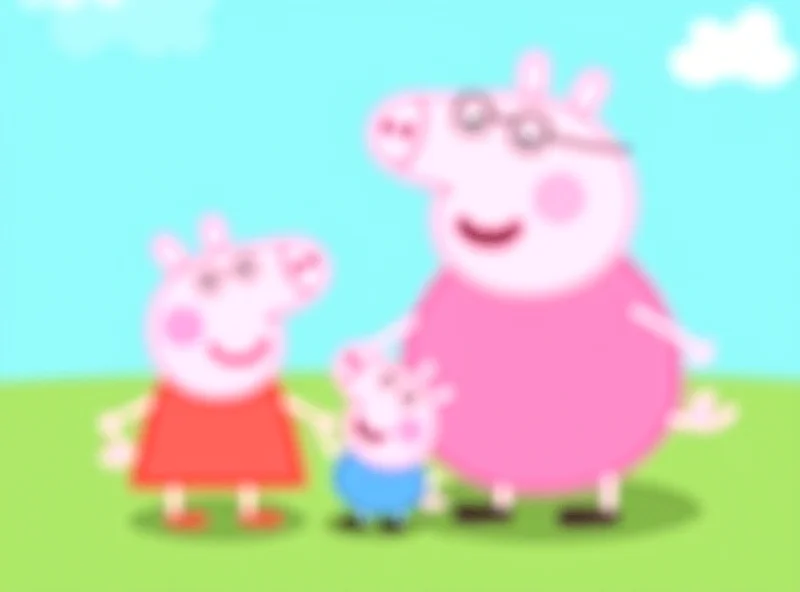 Illustration of Peppa Pig and her family with her mother holding her pregnant belly, smiling warmly.