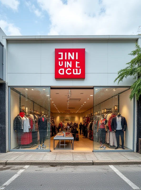 Exterior of a UNIQLO roadside store in Taytay, Rizal, Philippines. The store has a modern design with large glass windows. People are shopping inside and outside the store.