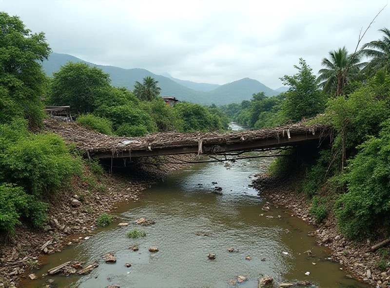 Damaged bridge in the Philippines after collapse