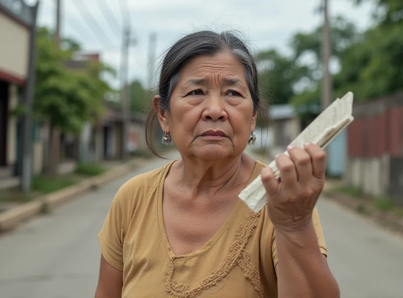 A woman fanning herself in the heat.