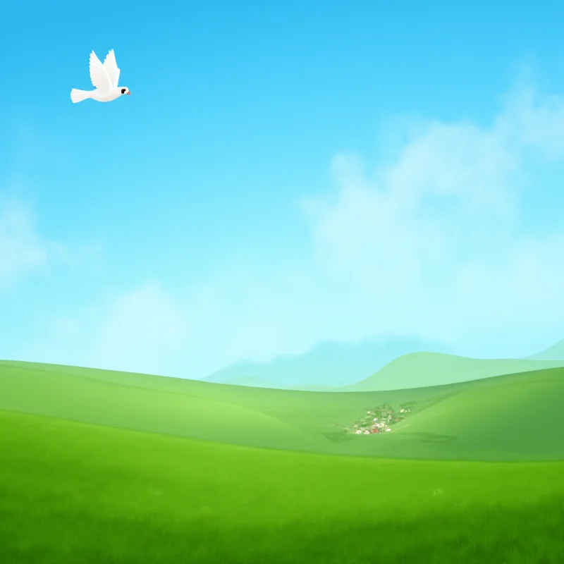 A dove flying over a landscape, symbolizing peace