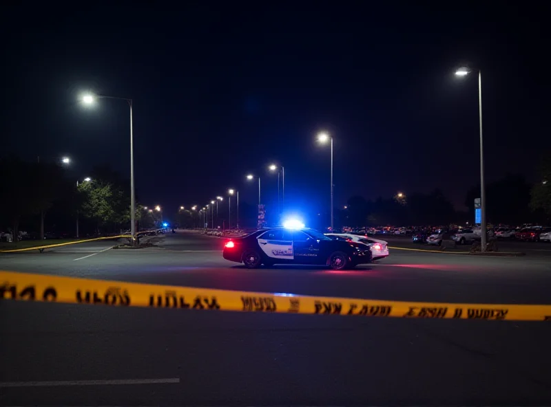 Police car at a crime scene in a parking lot