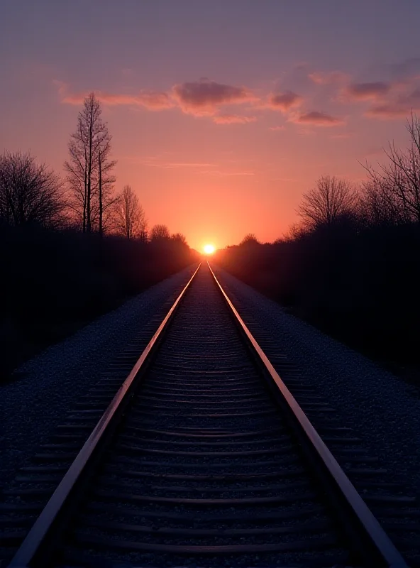 A train track at dusk