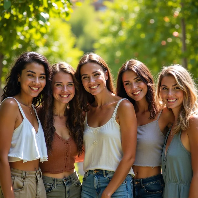 People of different ethnic backgrounds smiling and standing together.