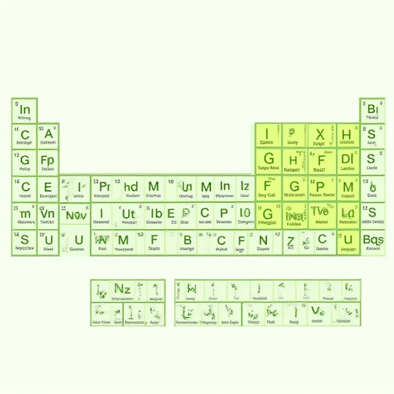 A stylized graphic depicting the periodic table of elements, with the rare earth elements highlighted in a distinct color.