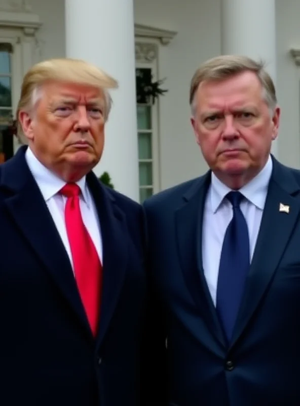 Donald Trump and Volodymyr Zelensky standing together at the White House, looking tense.