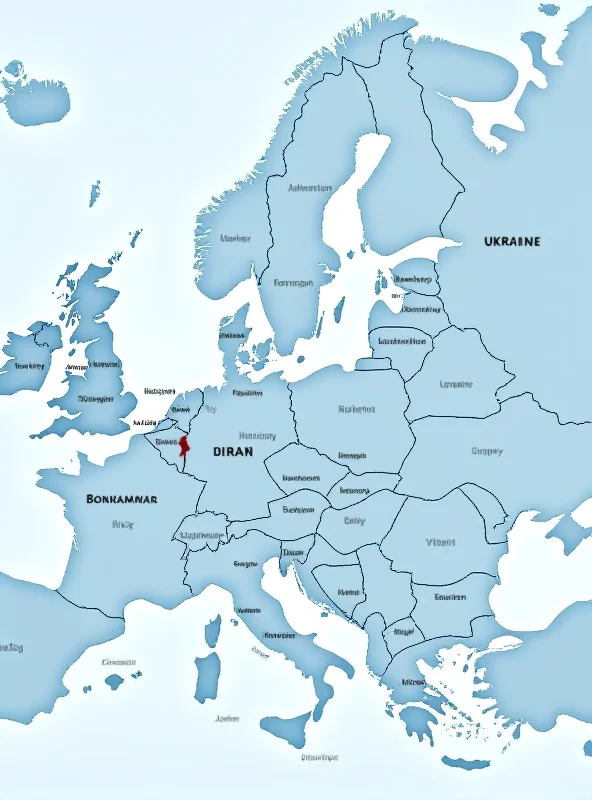 A map of Europe with a highlighted area representing Poland and Ukraine. The map shows the proximity of the two countries and the potential impact of the Ukraine conflict on Poland.