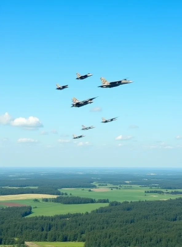 NATO warplanes flying over Poland during a military exercise