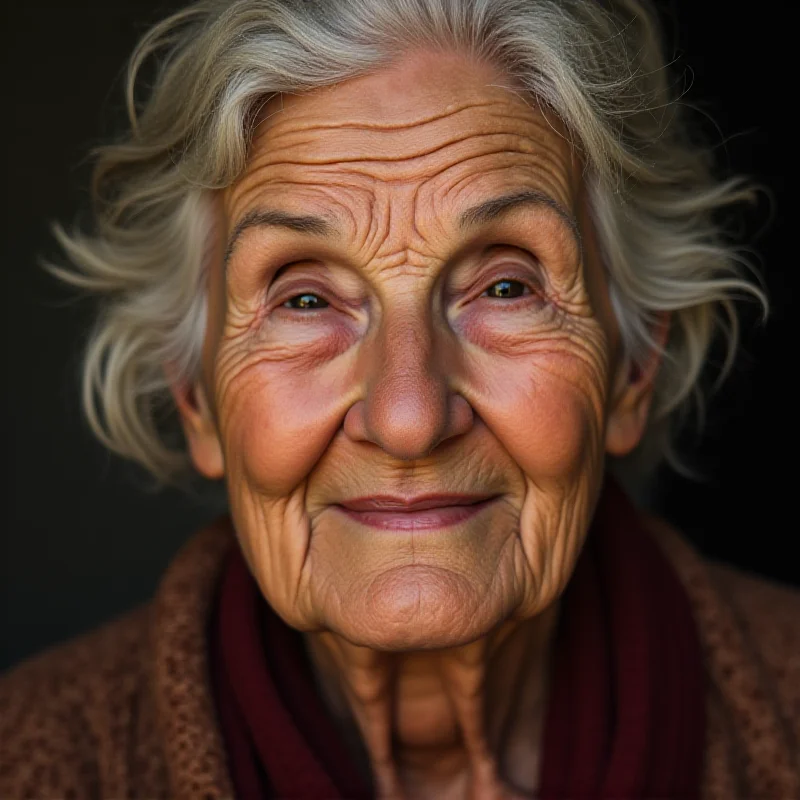 A portrait of Rose Girone, a Holocaust survivor, smiling gently