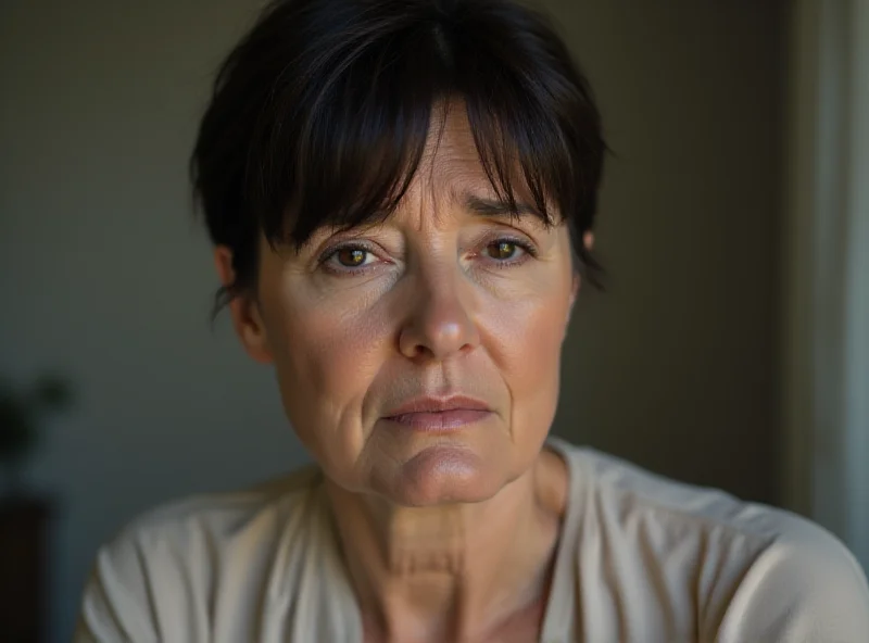 Image of a woman looking somber, representing Iwona Wieczorek's mother.