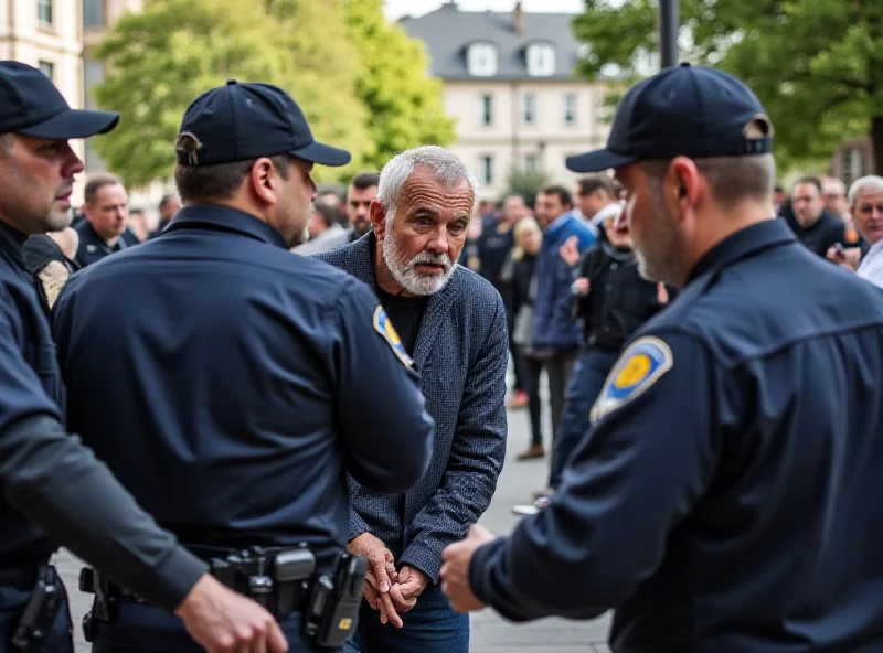 Image depicting police arresting a man in front of a crowd.