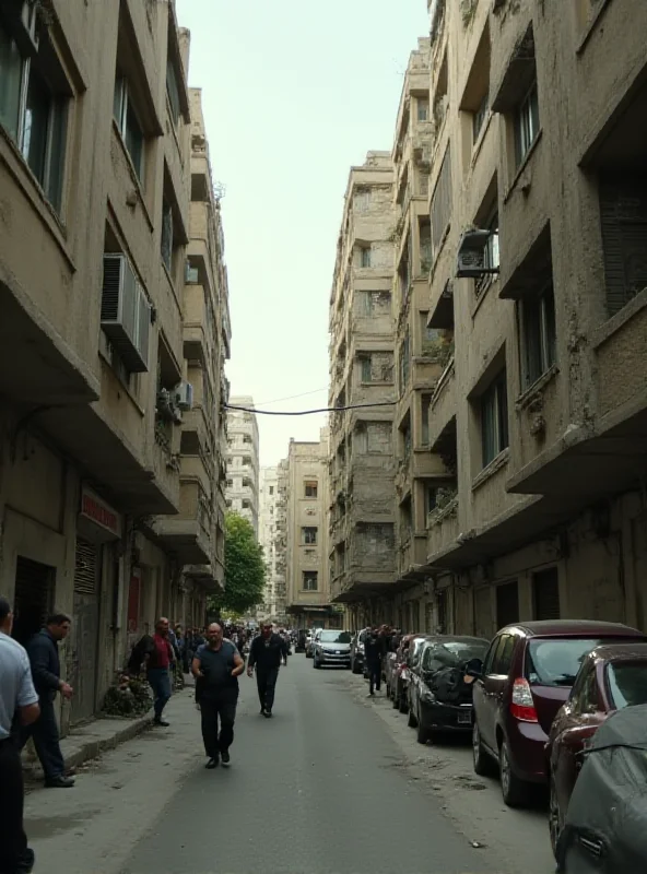 A still from a documentary showing the Gaza Strip, focusing on residential buildings with people visible in the streets. A narrator's voice is audible.