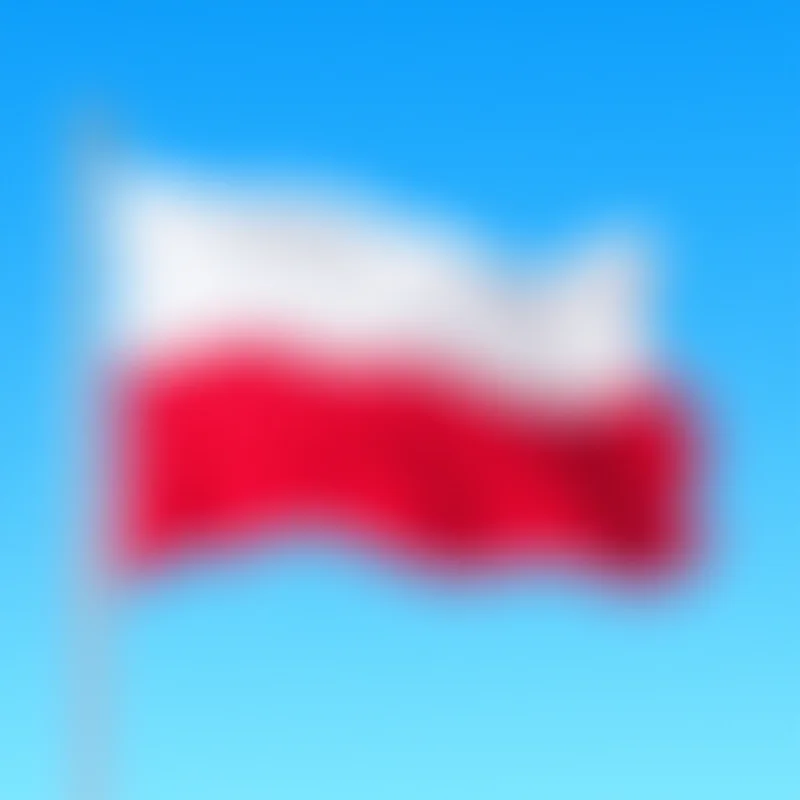 Polish flag waving in the wind.